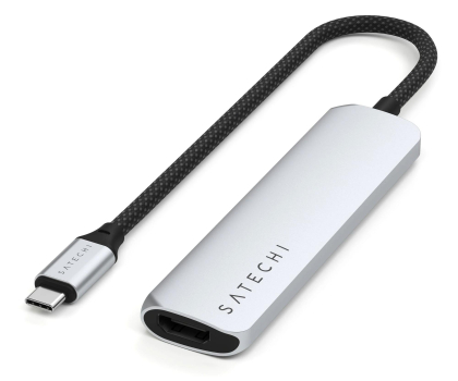 Hub USB Satechi 4-in-1 USB-C Slim Multiport Adapter 4K USB-C, srebrny STP4SS